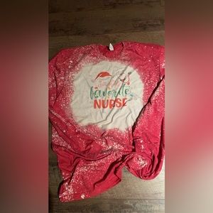 Bleached long sleeve Santa favorite nurse